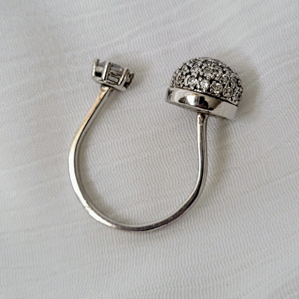 Elegant Dyadema 925 Silver Cz Open Circle Ring Adjustable